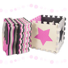 Ikonka Art.KX5420 Foam puzzle mat / playpen 36el grey/pink 143cm x 143cm x 1cm