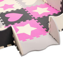 Ikonka Art.KX5420 Foam puzzle mat / playpen 36el grey/pink 143cm x 143cm x 1cm
