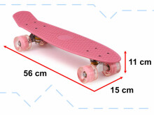 Ikonka Art.KX5375_1 Fiskeboard skeitborda LED riteņi rozā krāsā