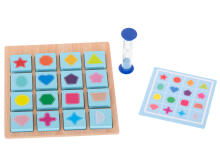 Ikonka Art.KX5369 Wooden puzzle board game memory fruit and shapes