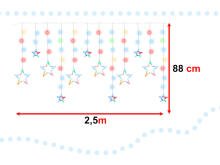 Ikonka Art.KX5248_2 LED star curtain lights 2.5m 138LED multicolour