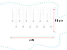 Ikonka Art.KX5245 LED curtain lights hanging balls 3m 108LED warm white
