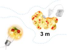 Ikonka Art.KX5243 LED lights battery chain curtain balls with decoration 3m 50LED warm