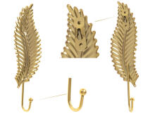 Ikonka Art.KX5226 Hanger hook metal handle gold leaf 20cm