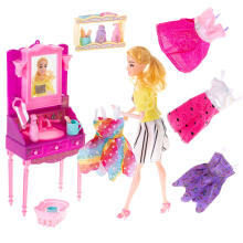 Ikonka Art.KX5151 Fashionista doll with dressing table and clothes to change into