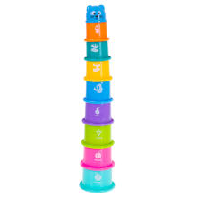 Ikonka Art.KX4940 Educational cups tower pyramid numbers and fruit