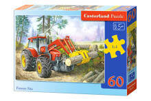 Ikonka Art.KX4806 CASTORLAND Puzzle 60el. Forest Site - Tractor with grapple