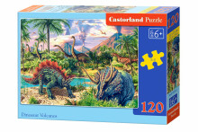Ikonka Art.KX4803 CASTORLAND Puzzle 120el. Dinosuar Volcanos - Dinozauri pie vulkāniem