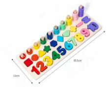 Ikonka Art.KX6209 Montessori koka skaitļu šķirotājs 3in1 13x36cm