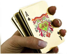 Ikonka Art.KX8984 Gold plastic playing cards in a decorative casket