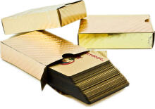 Ikonka Art.KX8984 Gold plastic playing cards in a decorative casket