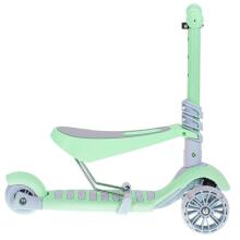 Ikonka Art.KX6625 Tricycle scooter with balance seat mint grey LED