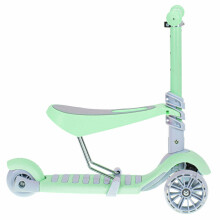 Ikonka Art.KX6625 Tricycle scooter with balance seat mint grey LED
