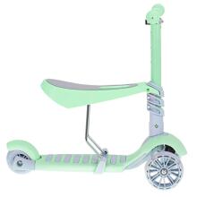 Ikonka Art.KX6625 Tricycle scooter with balance seat mint grey LED