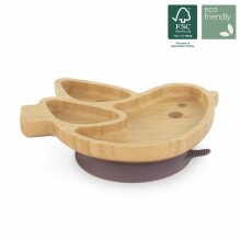 BLW ECO Art.ML89473 Wooden plate with suction cup and compartments
