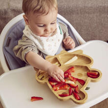 BLW ECO Art.ML89473 Wooden plate with suction cup and compartments