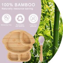 Bamboo Wood Plate Art.148398 Wooden plate with suction cup and compartments