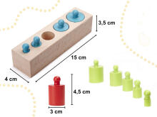 Ikonka Art.KX6290 Montessori wooden cylinder weights colourful