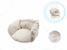 Ikonka Art.KX7629_1 Stork's nest armchair swing with backrest ecru 80cm + cushions