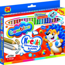 Ikonka Art.KX5487_1 BAMBINO Wooden-framed pencils 24 colours + sharpener