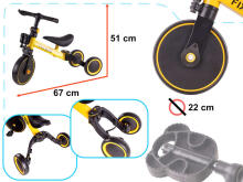 Ikonka Art.KX5377_1 Trike Fix Mini distanču trīsritenis 3in1 ar pedāļiem dzeltens
