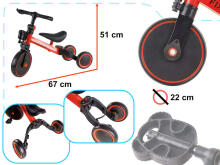 Ikonka Art.KX5377_2 Trike Fix Mini distanču trīsritenis 3in1 ar pedāļiem sarkans