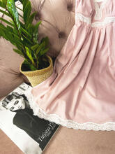 La Bebe™ Nursing Cotton Mia Art.136605 SoftPink Grūtnieču barošanas naktskrekls topošām māmiņām ar mežģinēm