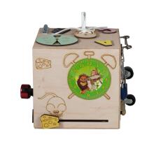 Ikonka Art.KX4631 Wooden sensory manipulation cube 20.5cm