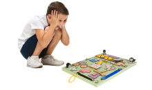 Ikonka Art.KX4629 Two-sided chalkboard wooden farm colourful manipulative board