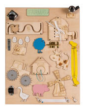 Ikonka Art.KX4629_1 Wooden farm two-sided chalkboard manipulation board natural farm