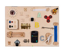Bebe Basic Montessori Art.KX4628 Wooden sensory manipulation board double-sided natural