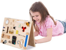 Bebe Basic Montessori Art.KX4628 Wooden sensory manipulation board double-sided natural