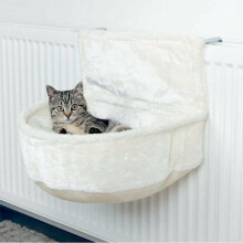 Mājdzīvnieku gulta ar āķiem radiatoram, balta