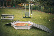 Folkland Art.150131 White Graphite Sandbox with cover 130cmx130cmx20cm