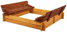 Folkland Art.150133 Brown Yellow Sandbox with cover 120cmx120cmx20cm