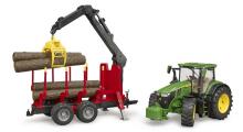 BRUDER Art.03154 tractor John Deere 7R 350 with forestry trailer and 4 logs