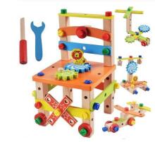 Ikonka Art.KX7457 Workshop chair educational wooden blocks construction set 49el.