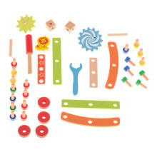 Ikonka Art.KX7457 Workshop chair educational wooden blocks construction set 49el.
