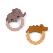 Done by Deer silicone teether 2-pack, Deer Friends Mustard