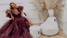 Qubo™ Baby Rabbit Currant FLUFFY FIT beanbag