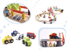 Ikonka Art.KX6488 Wooden train car track + 70el