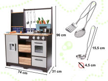 Ikonka Art.KX6286 Bērnu koka virtuve MDF ar piederumiem LOFT XXL 96cm