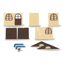 3toysm Art.202 Children's playhouse with curtain rods and curtains beige-brown