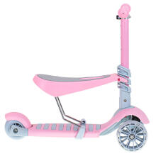 Ikonka Art.KX6626 Tricycle scooter with seat 3in1 balance pink LED