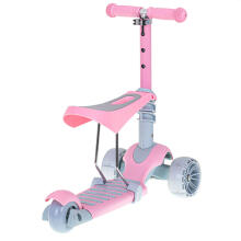Ikonka Art.KX6626 Tricycle scooter with seat 3in1 balance pink LED
