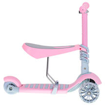 Ikonka Art.KX6626 Tricycle scooter with seat 3in1 balance pink LED