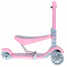 Ikonka Art.KX6626 Tricycle scooter with seat 3in1 balance pink LED