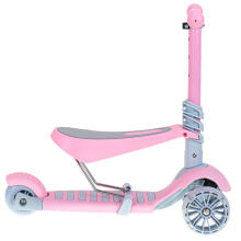Ikonka Art.KX6626 Tricycle scooter with seat 3in1 balance pink LED