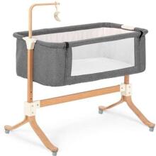 Ikonka Art.KX4623 Infant cot cradle wooden cradle on wheels playpen grey