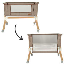 Ikonka Art.KX4623_1 Cot cot, infant cot wooden cradle on wheels playpen brown
